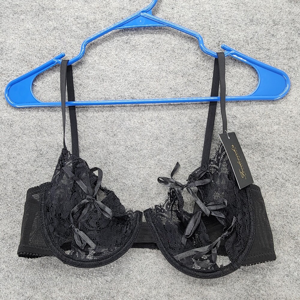 Fredericks of Hollywood Bra Womens 34C Black Jade Bows